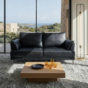 2-Sitzer Ledersofa Soul – Echtleder Schwarz, Skandinavisch