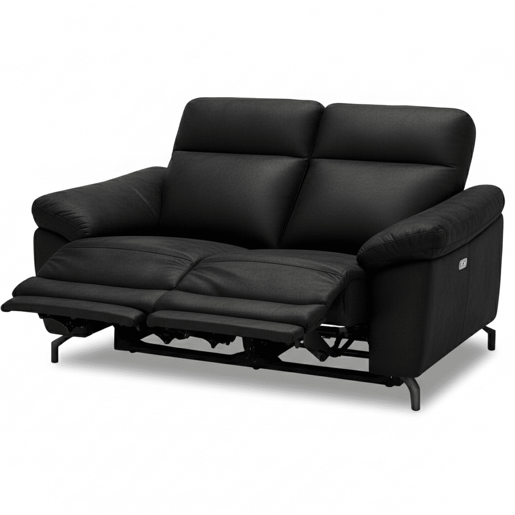 Elektrisches 2-Sitzer Relaxsofa Selesta – Stoff Schwarz mit USB