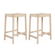 2er Set Barhocker Ida mit Geflechtsitz - Eiche bianco