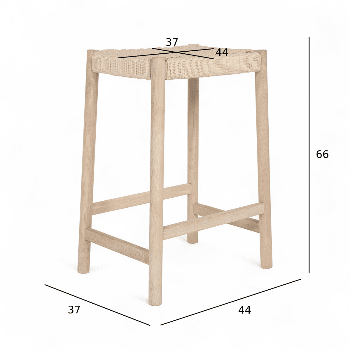 2er Set Barhocker Ida mit Geflechtsitz - Eiche bianco