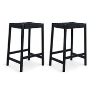 2er Set Barhocker Ida mit Geflechtsitz - Schwarz