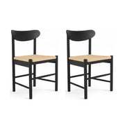 2er Set Esszimmerstühle Malou mit Geflechtsitz - Schwarz
