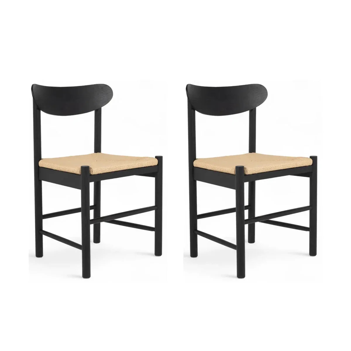 2er Set Esszimmerstühle Malou mit Geflechtsitz - Schwarz