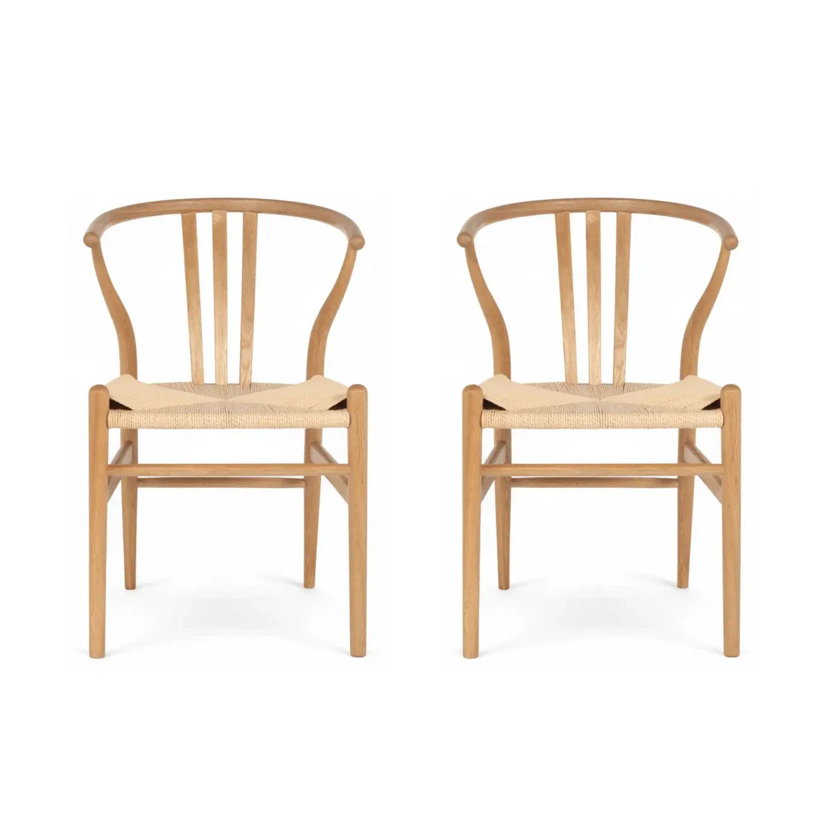 2er Set Esszimmerstühle Nikoline mit Geflechtsitz - Wildeiche