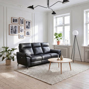 3-Sitzer Sofa - mit Elektrische Relaxfunktion, USB - Echtleder Schwarz