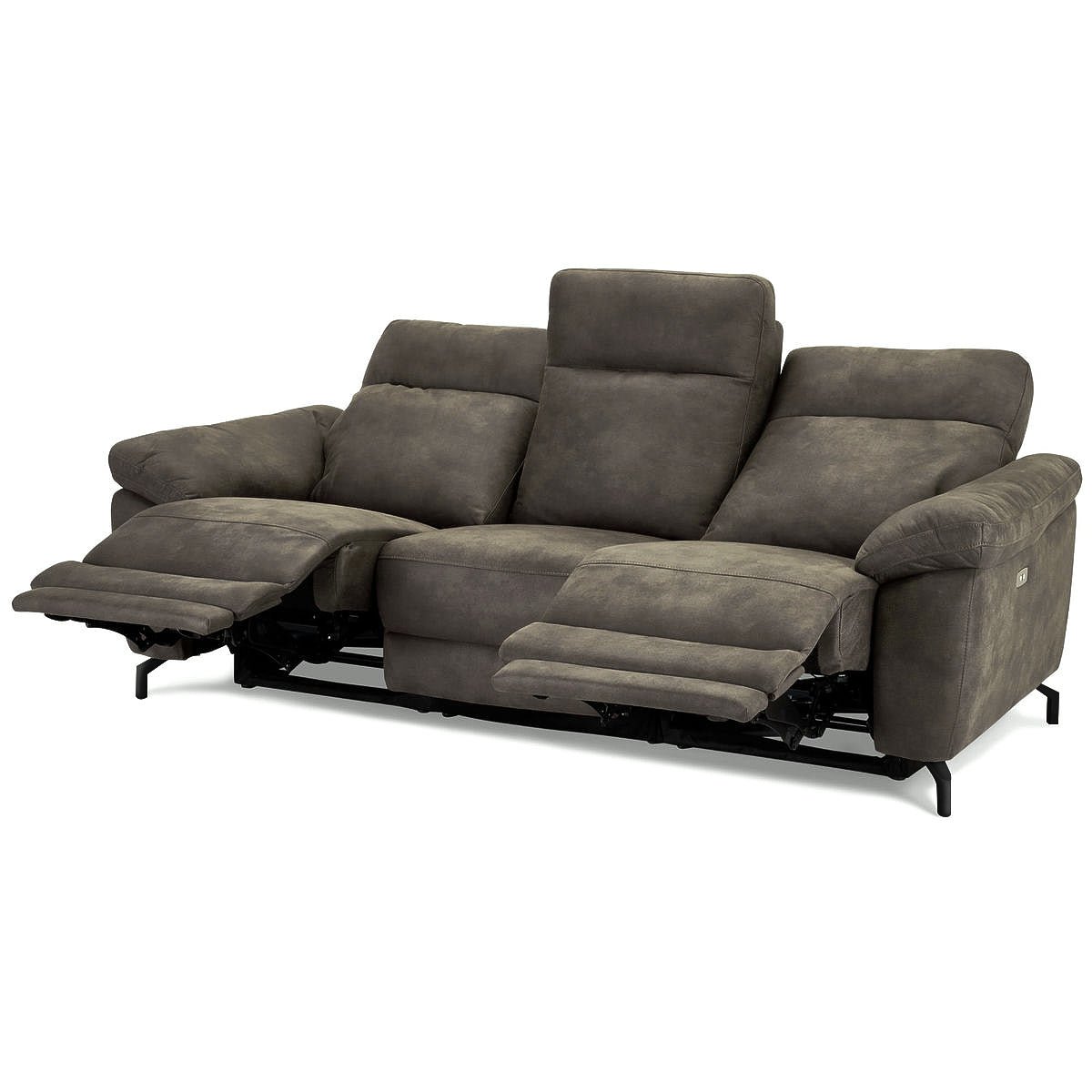 Elektrisches 3-Sitzer Relaxsofa Selesta - Stoff Taupe mit USB