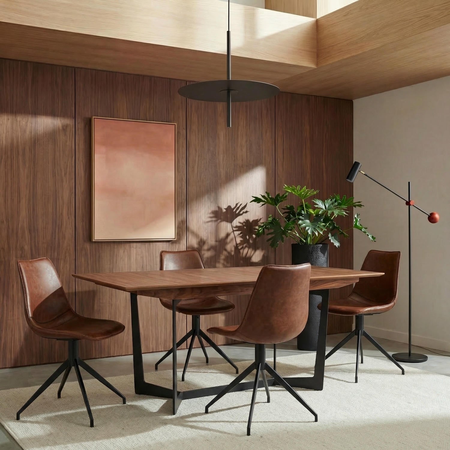 4er Set Esszimmerstühle - Drehbar - Cognac Braun