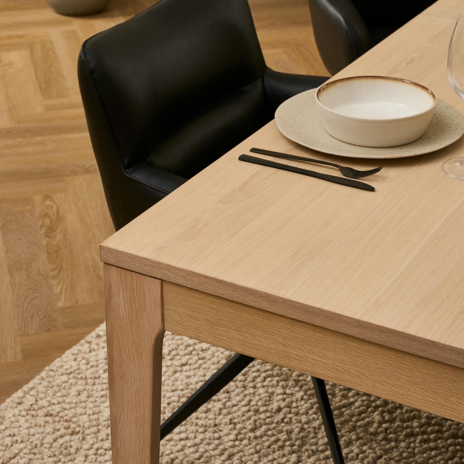 Rechteckiger Esstisch 220x100 cm - Ausziehbar bis 320 cm - Eiche bianco
