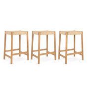 3er Set Barhocker Ida mit Geflechtsitz - Wildeiche