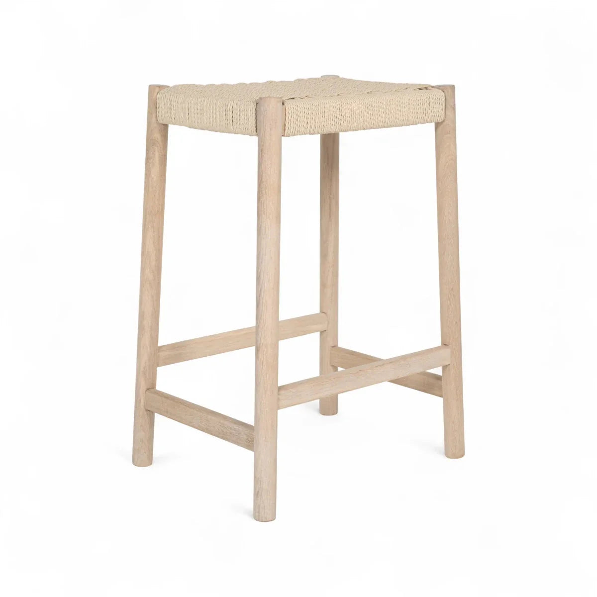 2er Set Barhocker Ida mit Geflechtsitz - Eiche bianco