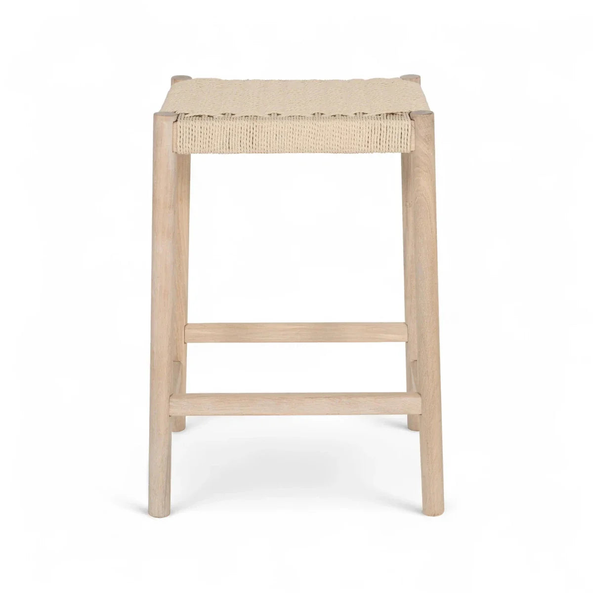 2er Set Barhocker Ida mit Geflechtsitz - Eiche bianco
