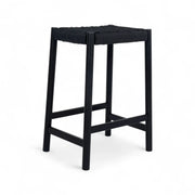 Barhocker Ida mit Geflechtsitz - Schwarz/Schwarz