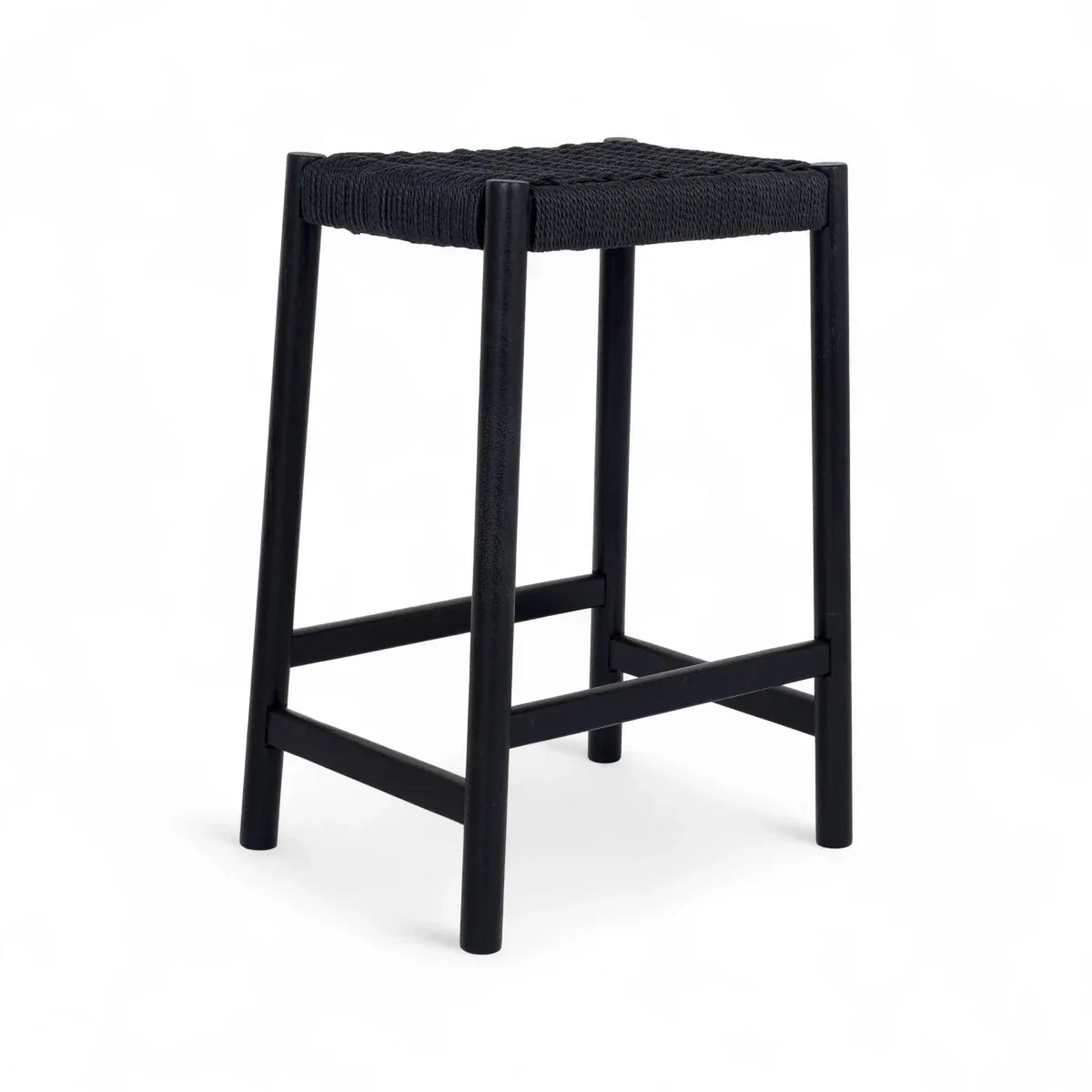 2er Set Barhocker Ida mit Geflechtsitz - Schwarz