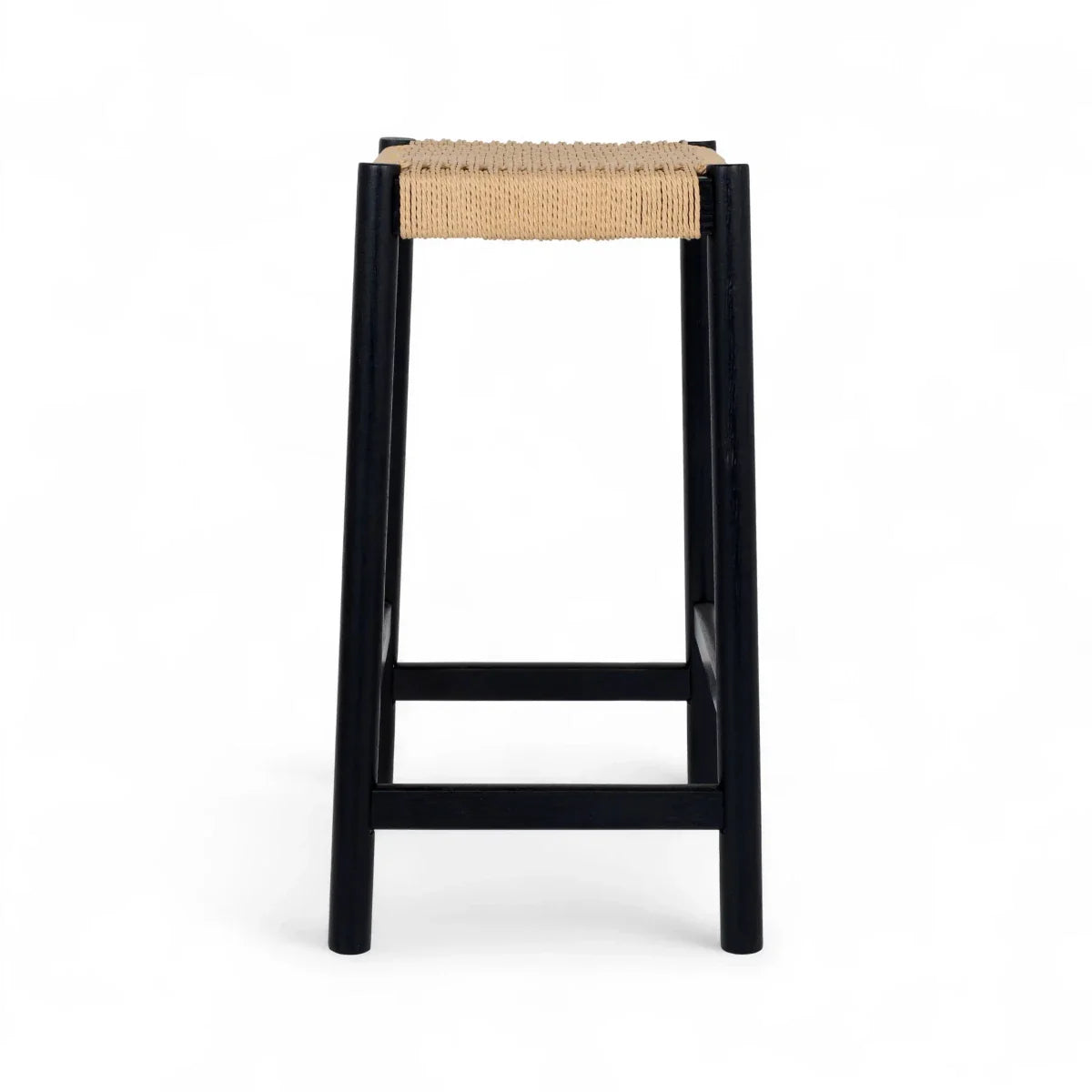 3er Set Barhocker Ida mit Geflechtsitz - Schwarz
