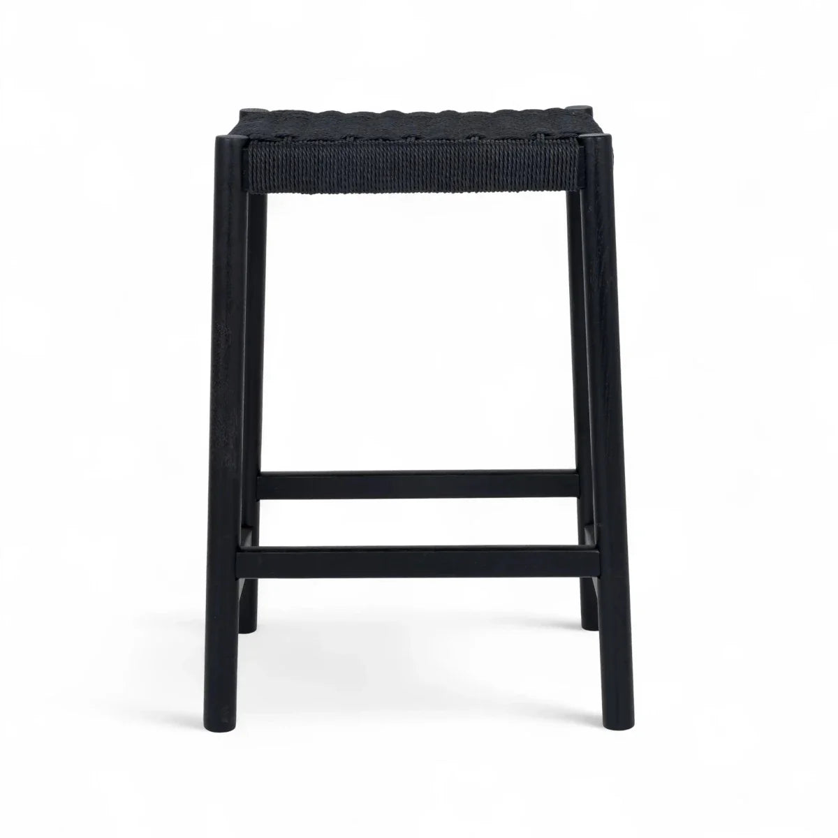 4er Set Barhocker Ida mit Geflechtsitz - Schwarz