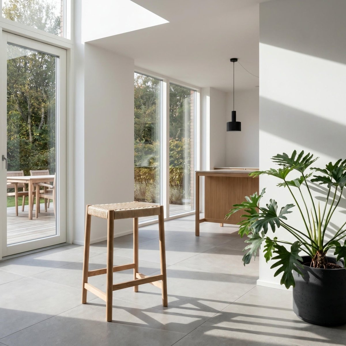 2er Set Barhocker Ida mit Geflechtsitz - Wildeiche