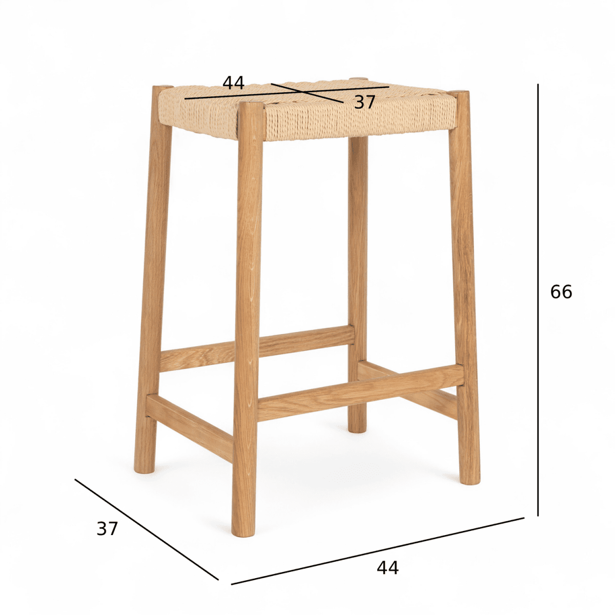 4er Set Barhocker Ida mit Geflechtsitz - Wildeiche
