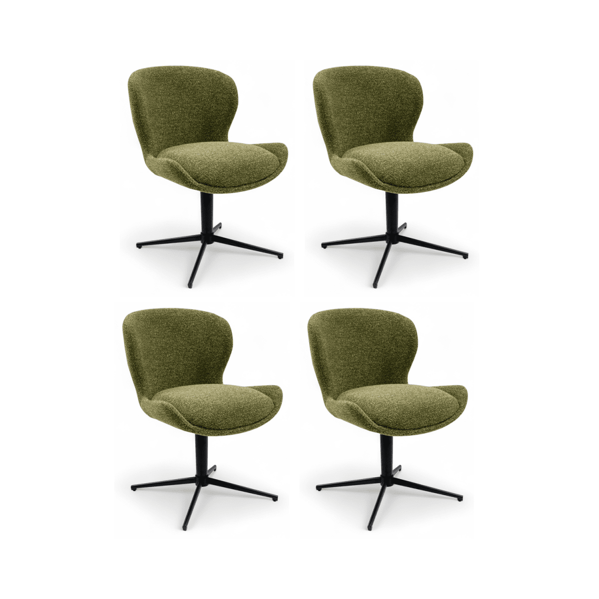 4er Set Esszimmerstühle - Drehbar - Grün