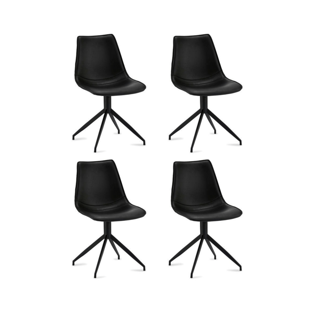 4er Set Esszimmerstühle - Drehbar - Schwarz