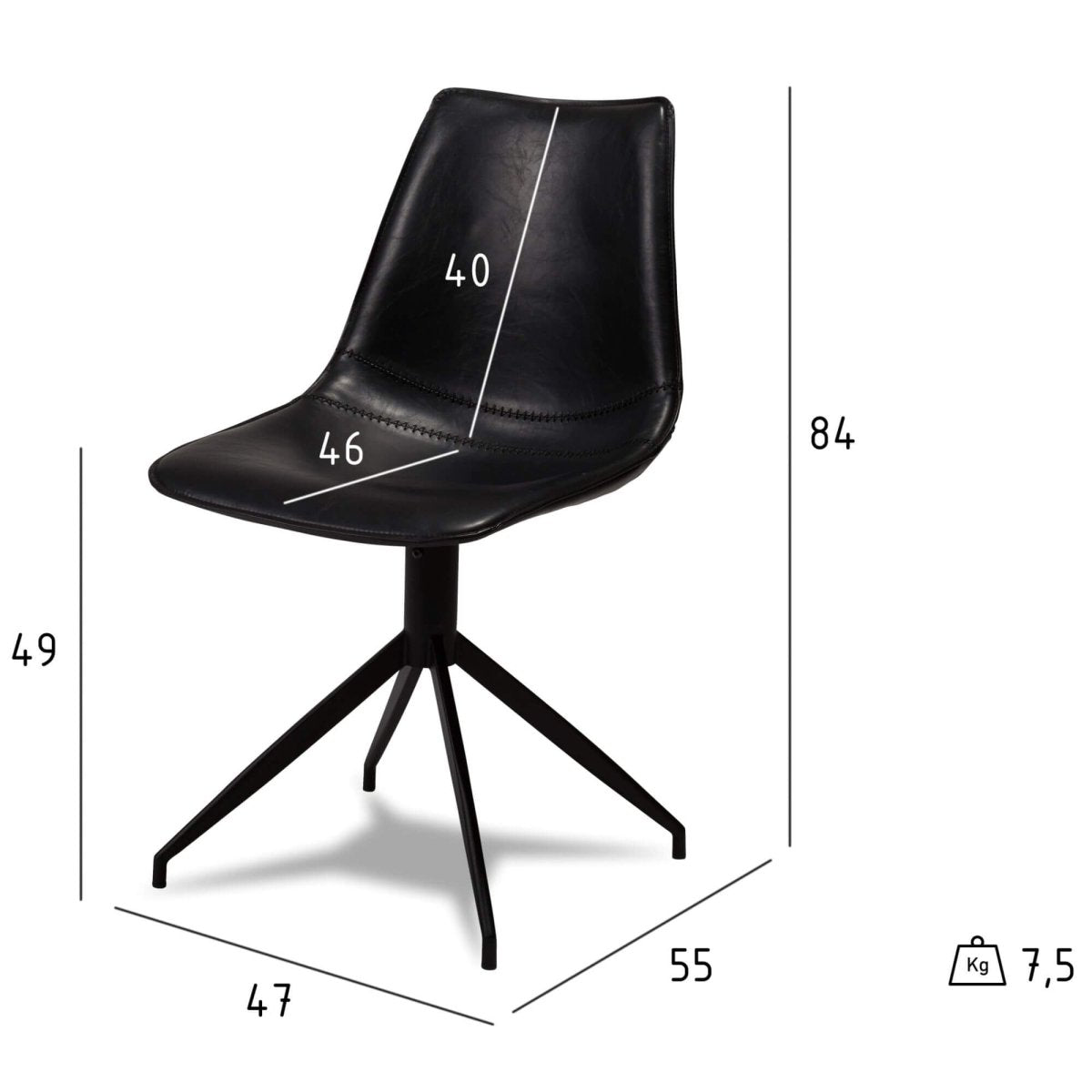 4er Set Esszimmerstühle - Drehbar - Schwarz