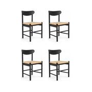 4er Set Esszimmerstühle Malou mit Geflechtsitz - Schwarz