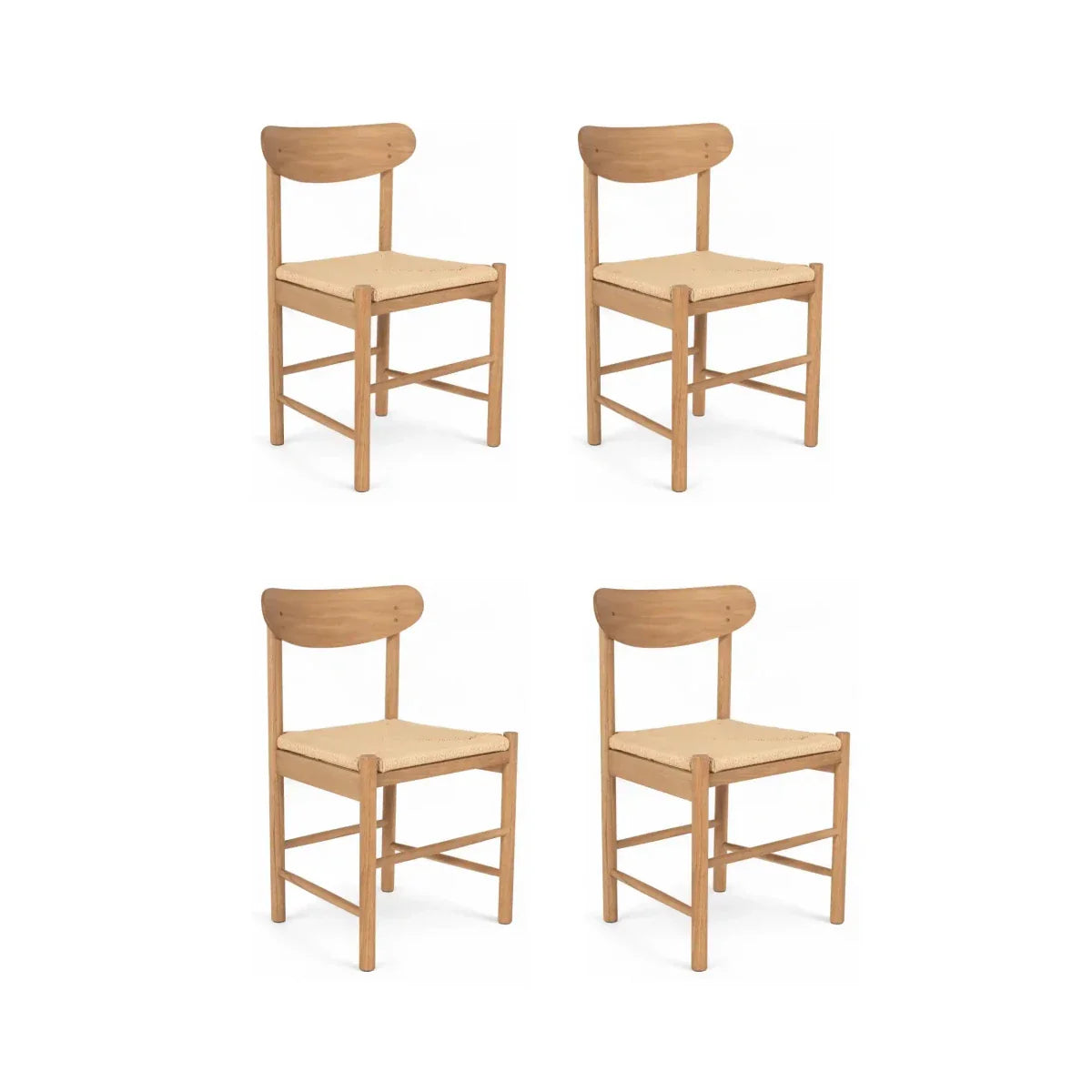 4er Set Esszimmerstühle Malou mit Geflechtsitz - Wildeiche