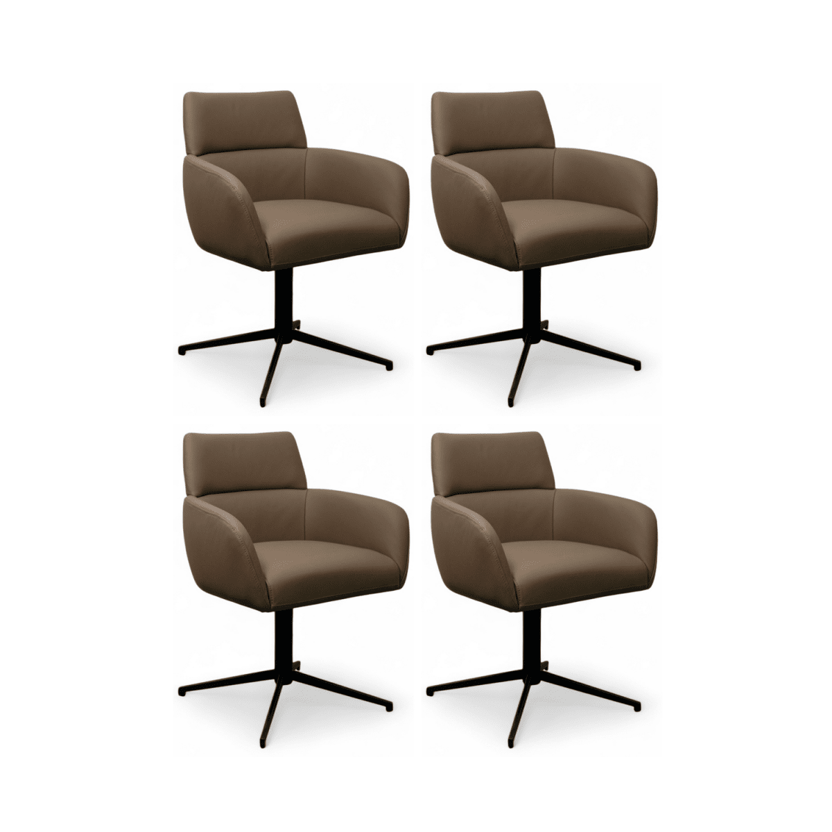 4er Set Esszimmerstühle mit Armlehne - Drehbar - Taupe
