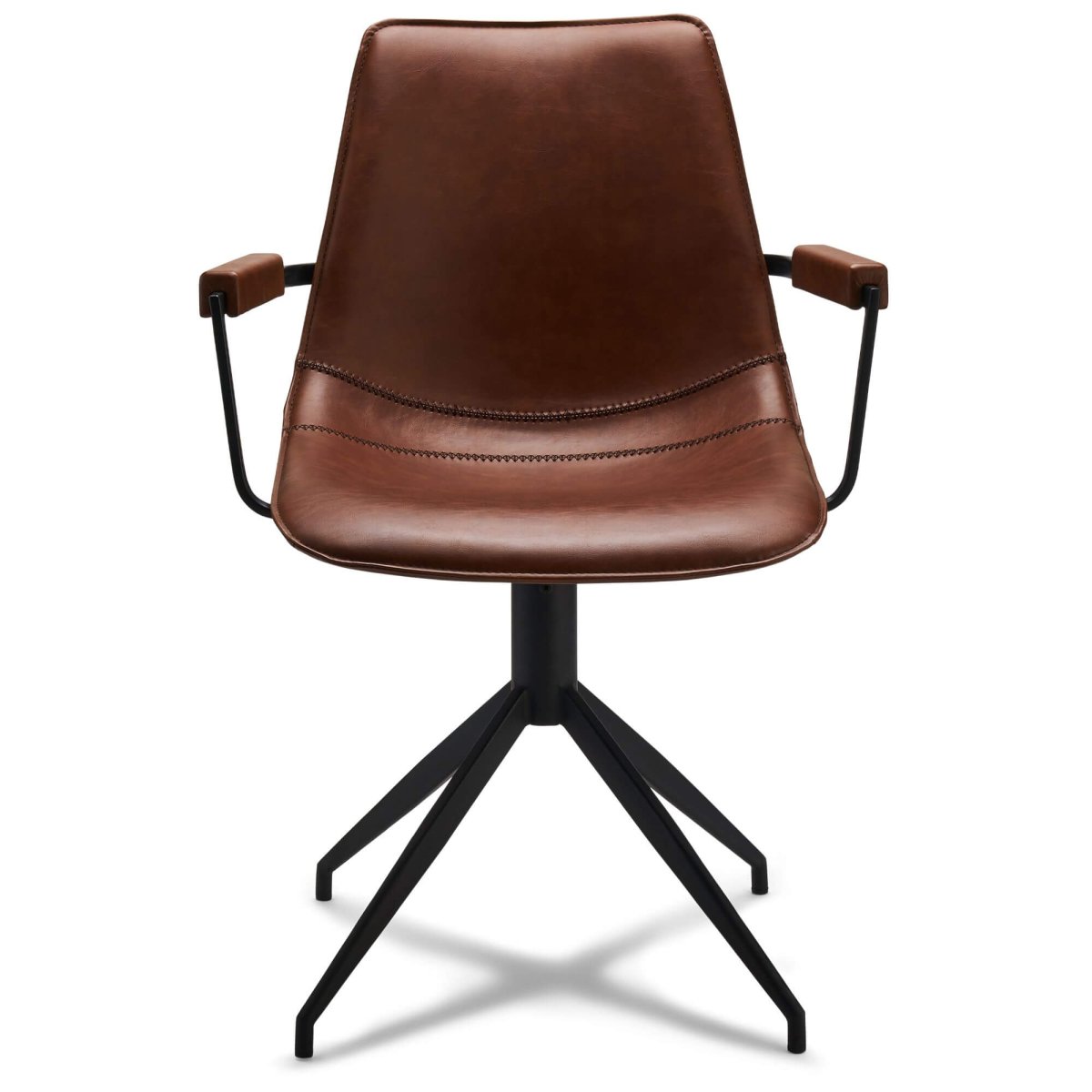 4er Set Esszimmerstühle mit Armlehne - Drehbar - Cognac Braun