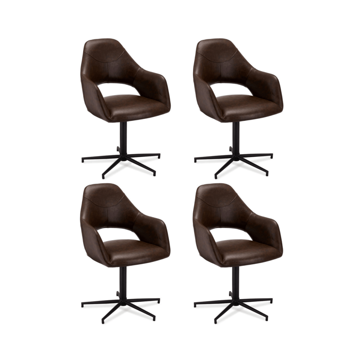 4er Set Esszimmerstühle mit Armlehne - Drehbar - Braun