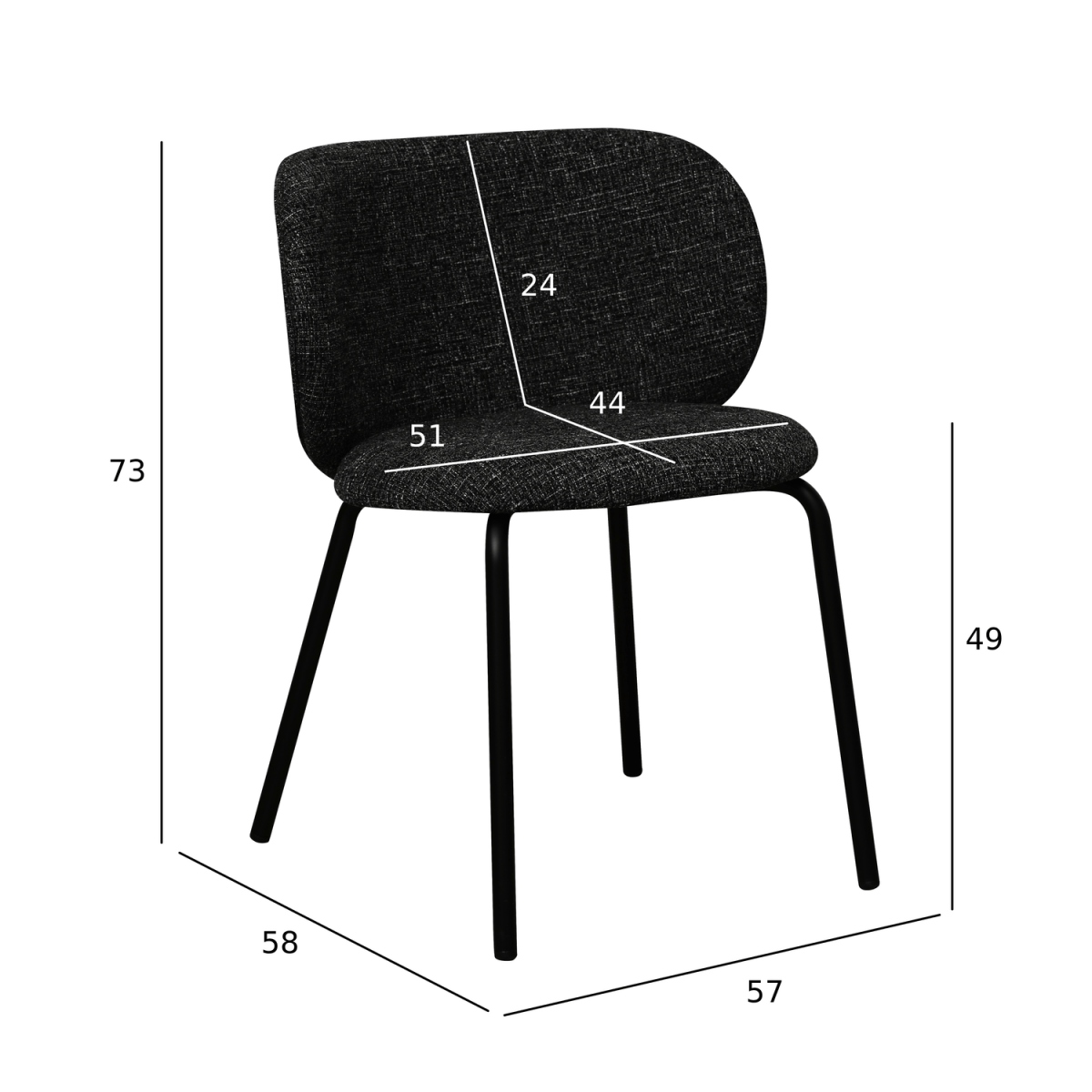 4er Set Esszimmerstühle - Schwarz