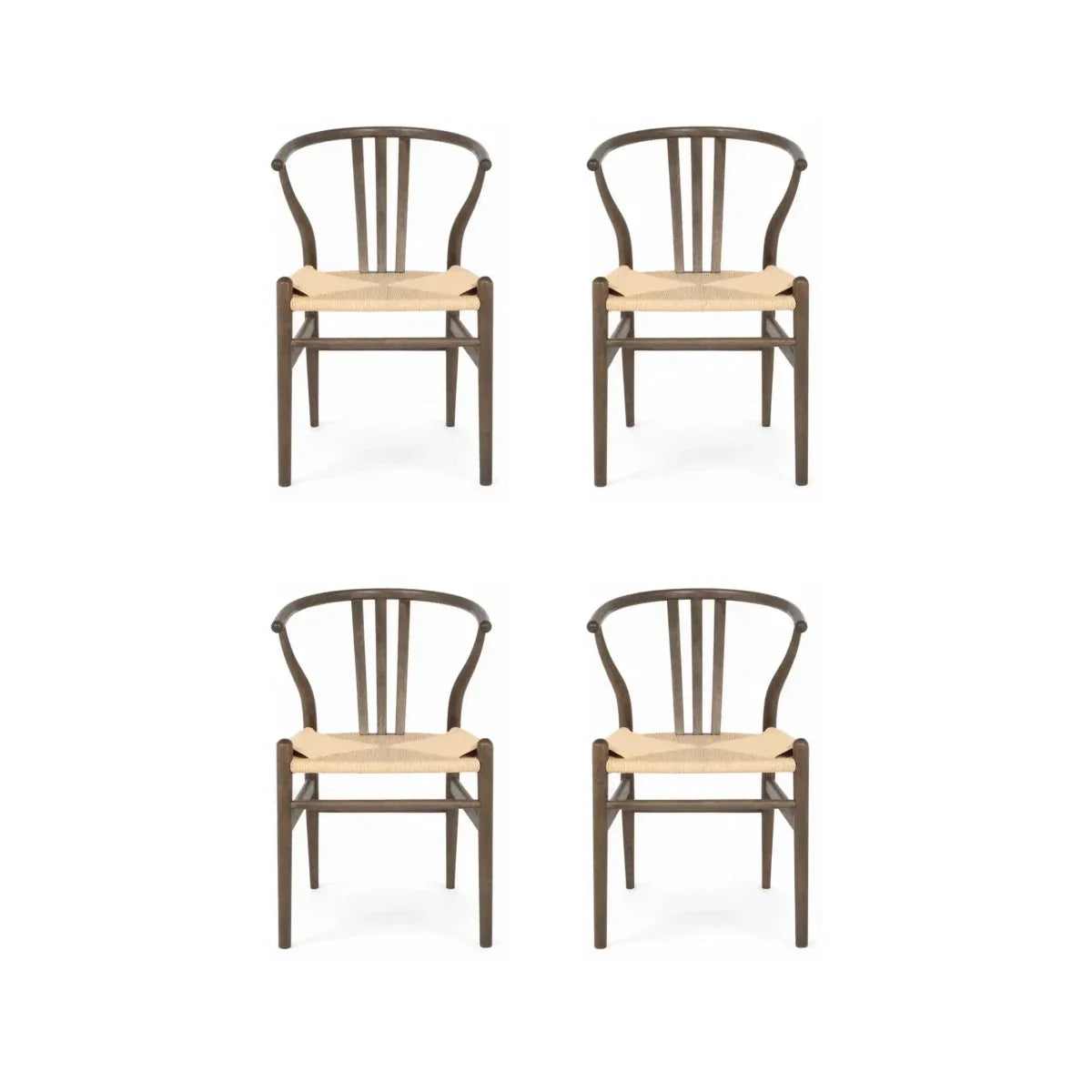 4er Set Esszimmerstühle Nikoline mit Geflechtsitz - Räuchereiche