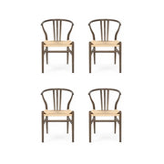 4er Set Esszimmerstühle Nikoline mit Geflechtsitz - Räuchereiche