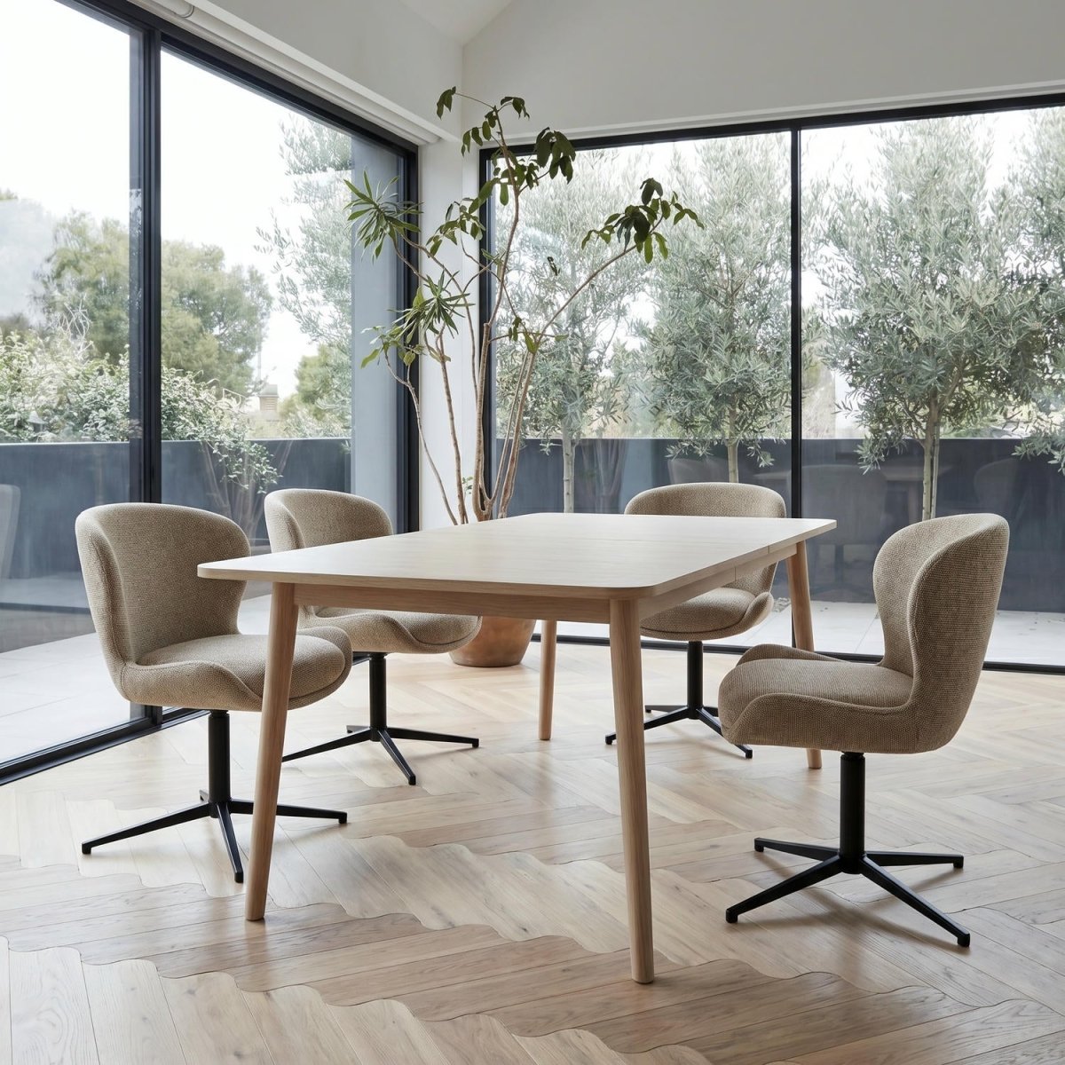 6er Set Esszimmerstühle Nicklas - Drehbar - Beige