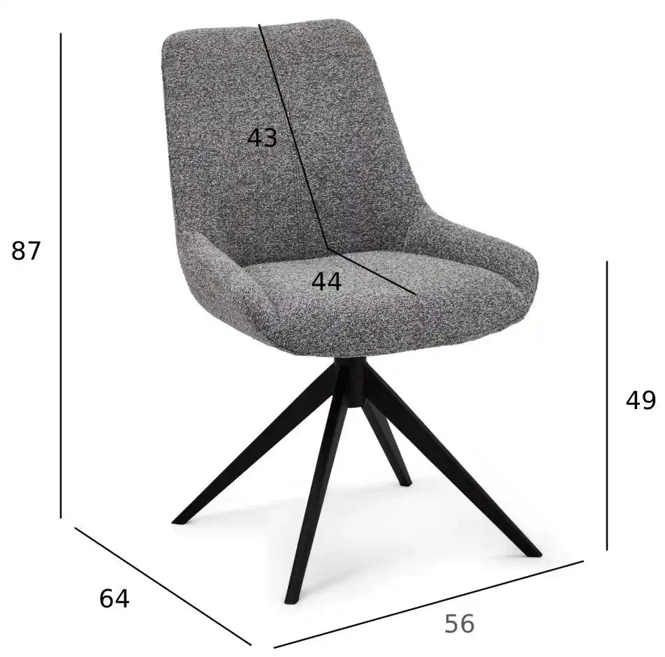 6er Set Esszimmerstühle Helena - Drehbar - Grau