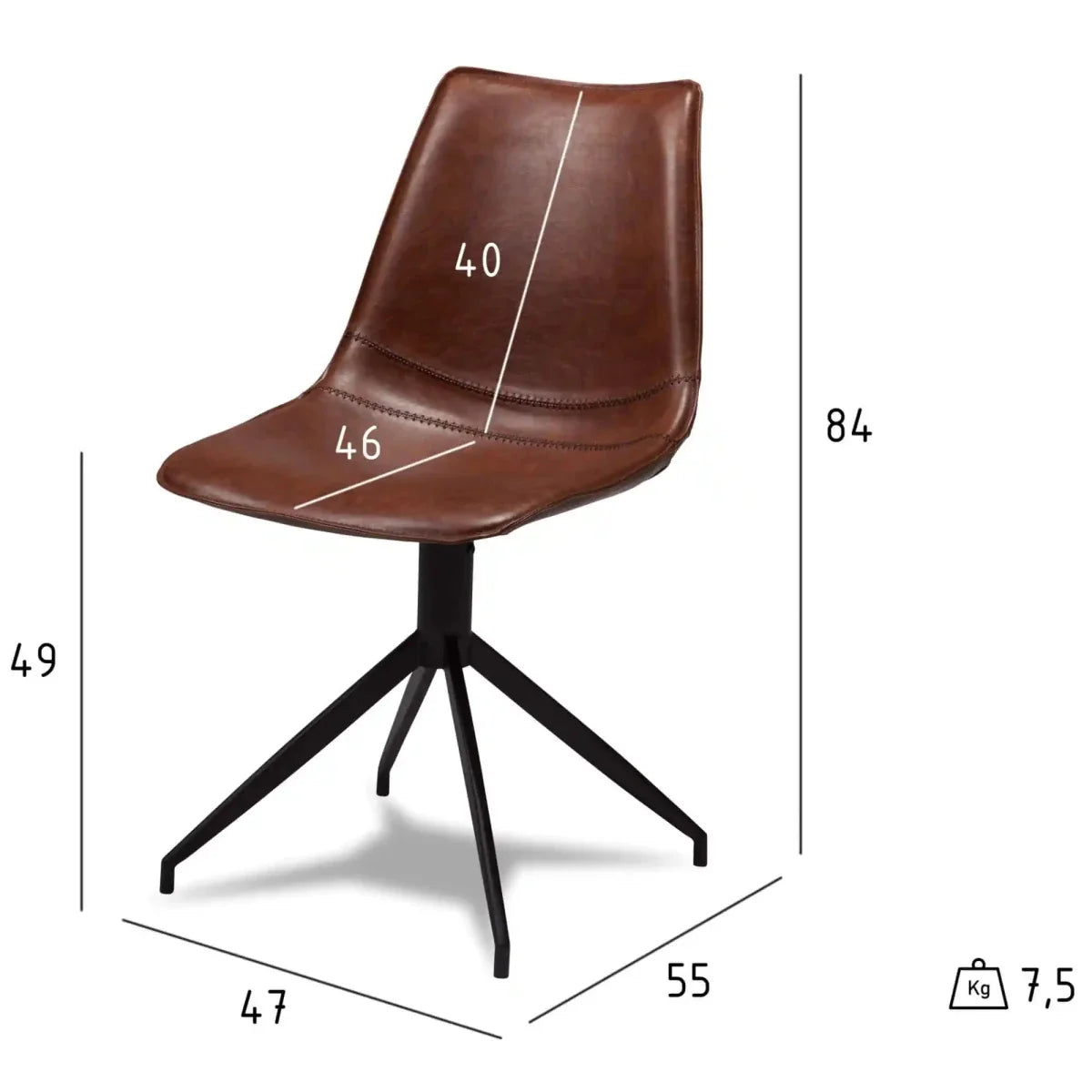 6er Set Esszimmerstühle Isabel - Drehbar - Cognacbraun