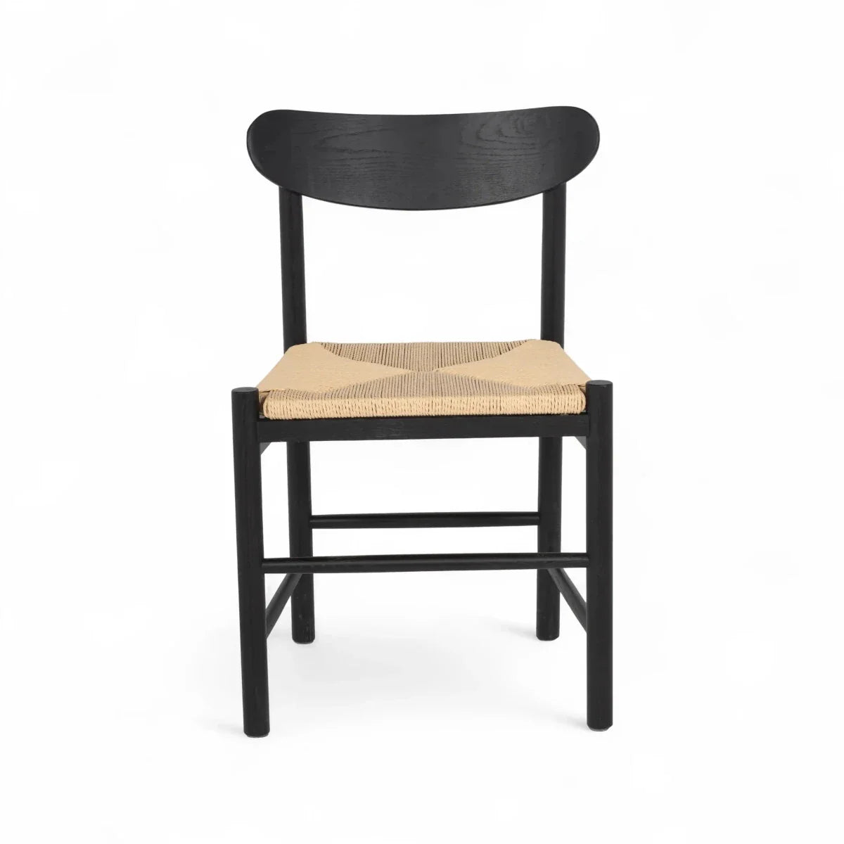 6er Set Esszimmerstühle Malou mit Geflechtsitz - Schwarz