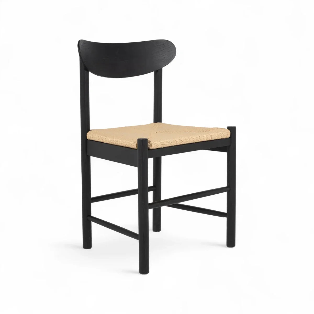 2er Set Esszimmerstühle Malou mit Geflechtsitz - Schwarz