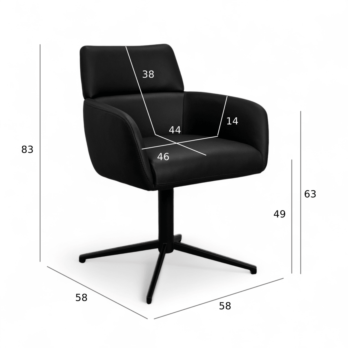 Esszimmerstuhl mit Armlehne - Drehbar - Schwarz