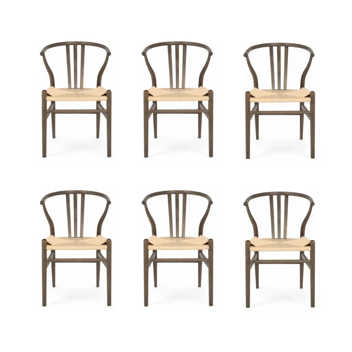 6er Set Esszimmerstühle Nikoline mit Geflechtsitz - Räuchereiche