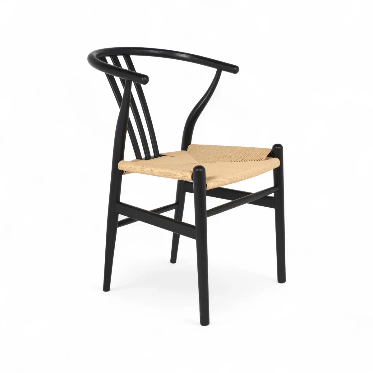 2er Set Esszimmerstühle Nikoline mit Geflechtsitz - Schwarz