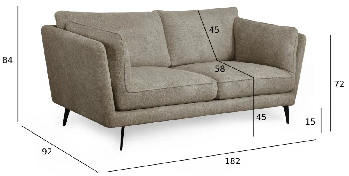 FURNHOUSE Bari 2-Sitzer Sofa - Stoffbezug Beige