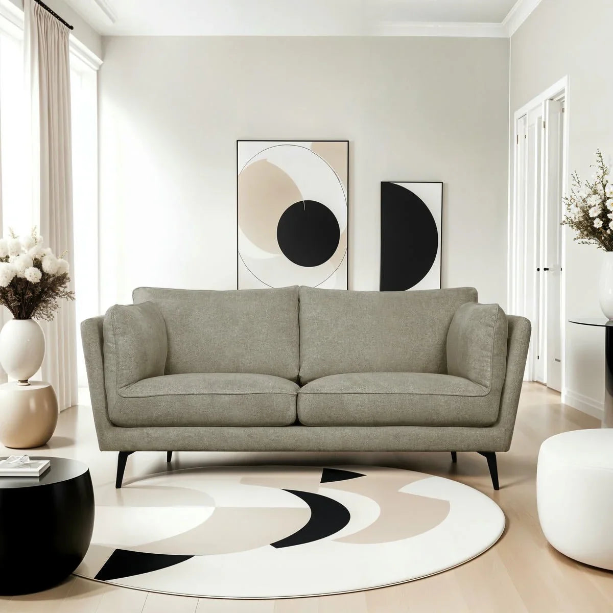 FURNHOUSE Bari 2-Sitzer Sofa - Stoffbezug Beige