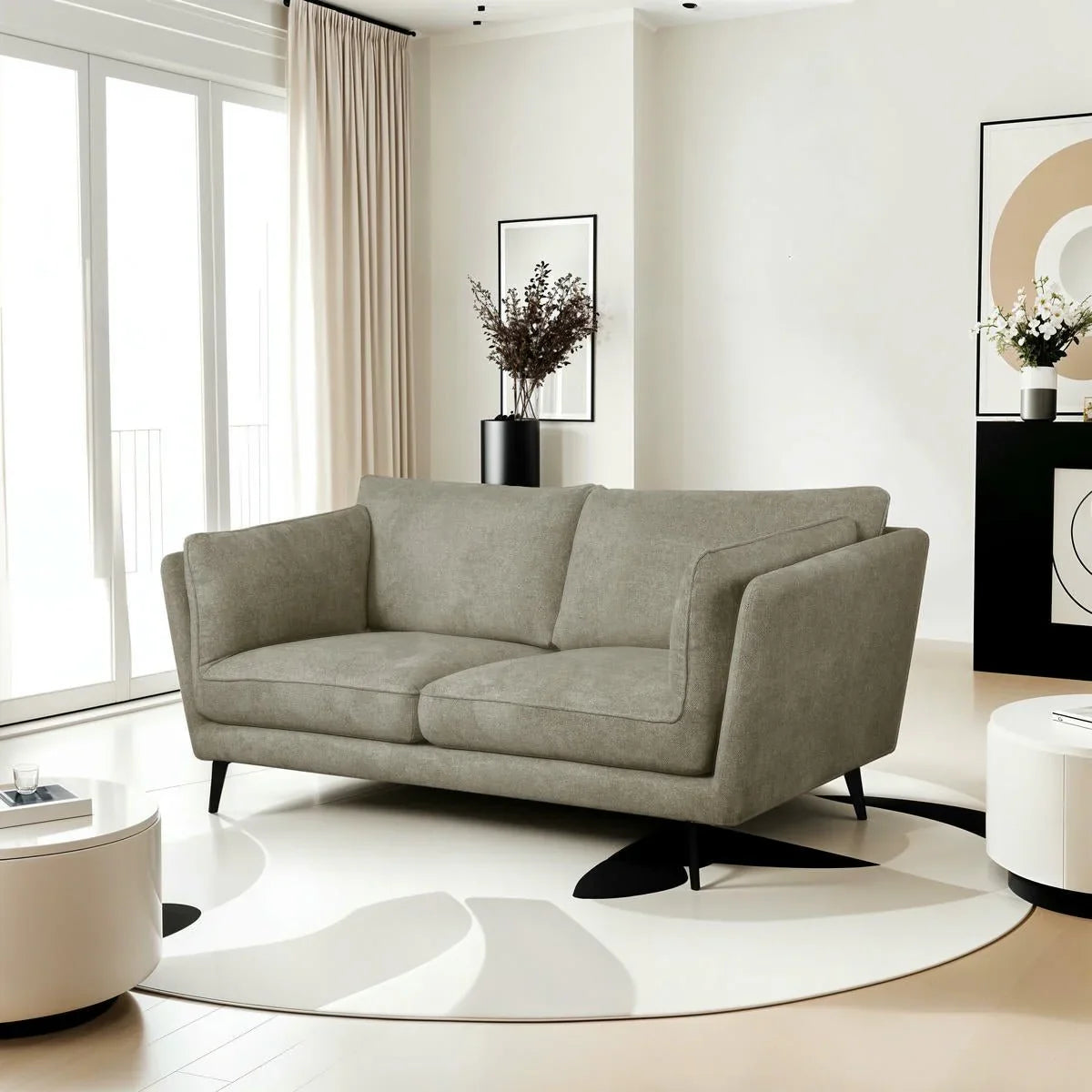 FURNHOUSE Bari 2-Sitzer Sofa - Stoffbezug Beige