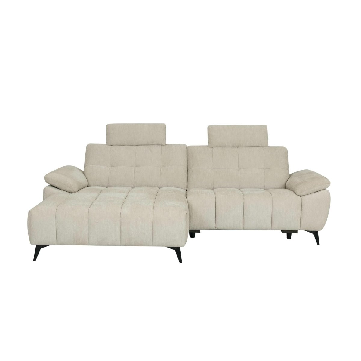 L-Form Ecksofa Links - mit Elektrische Relaxfunktion, USB - Stoffbezug Creme Beige