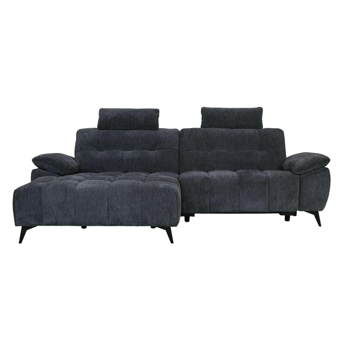 L-Form Ecksofa Links - mit Elektrische Relaxfunktion, USB - Stoffbezug Grau