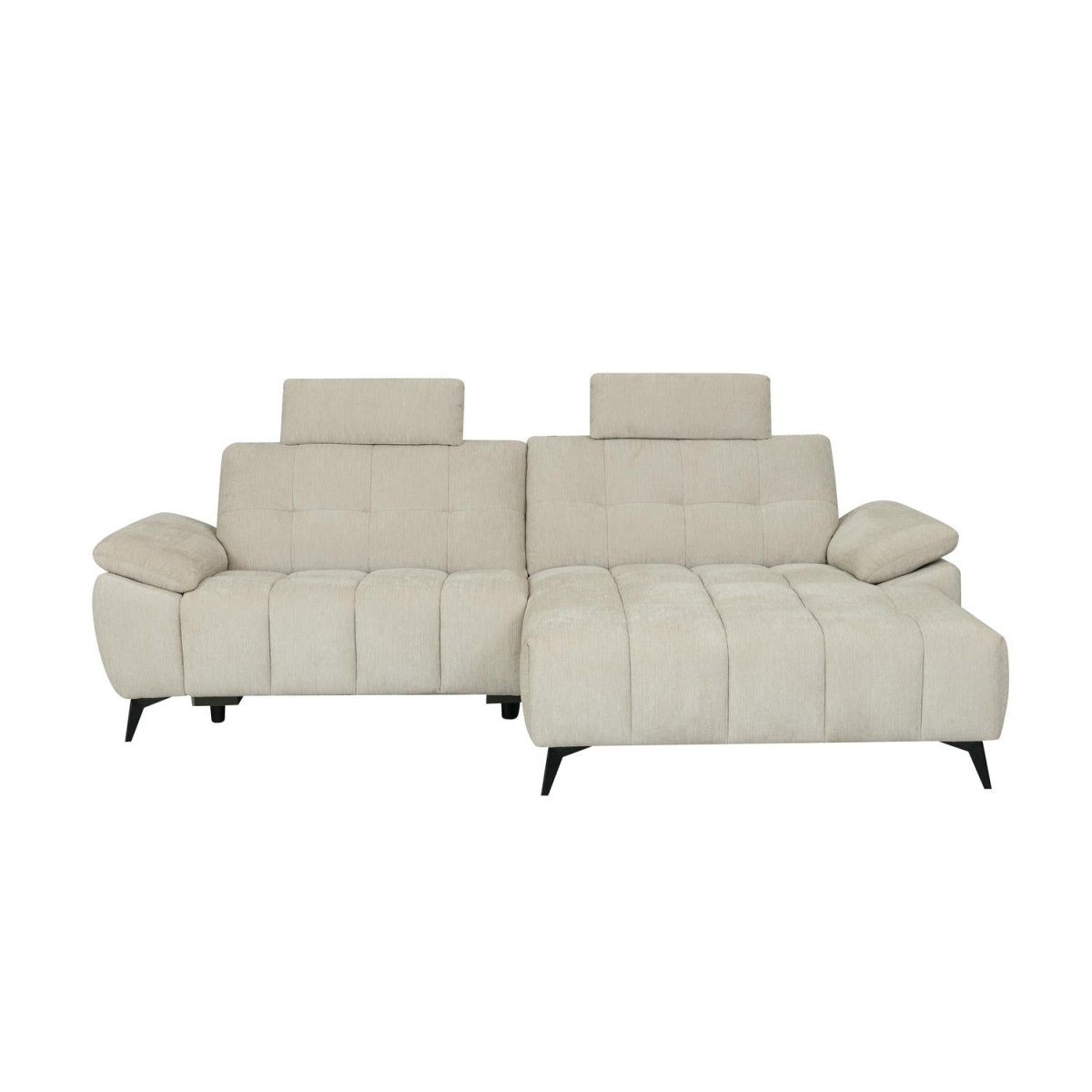 L-Form Ecksofa Rechts - mit Elektrische Relaxfunktion, USB - Stoffbezug Creme Beige