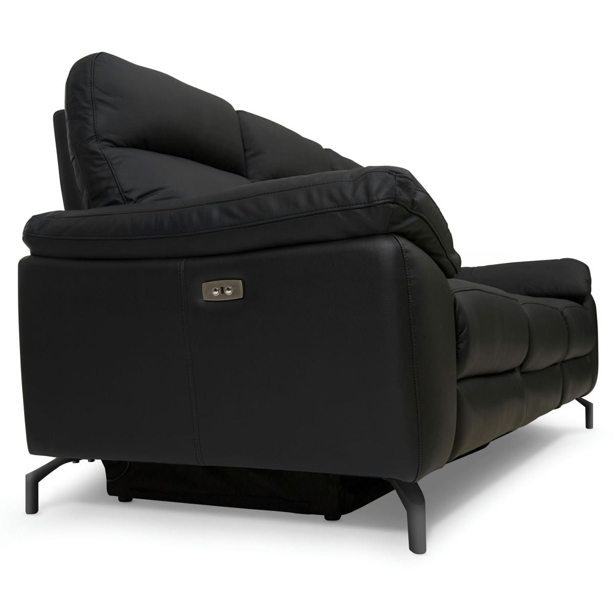 Couchgarnitur 3+2 - mit Elektrische Relaxfunktion, USB - Lederbezug Schwarz