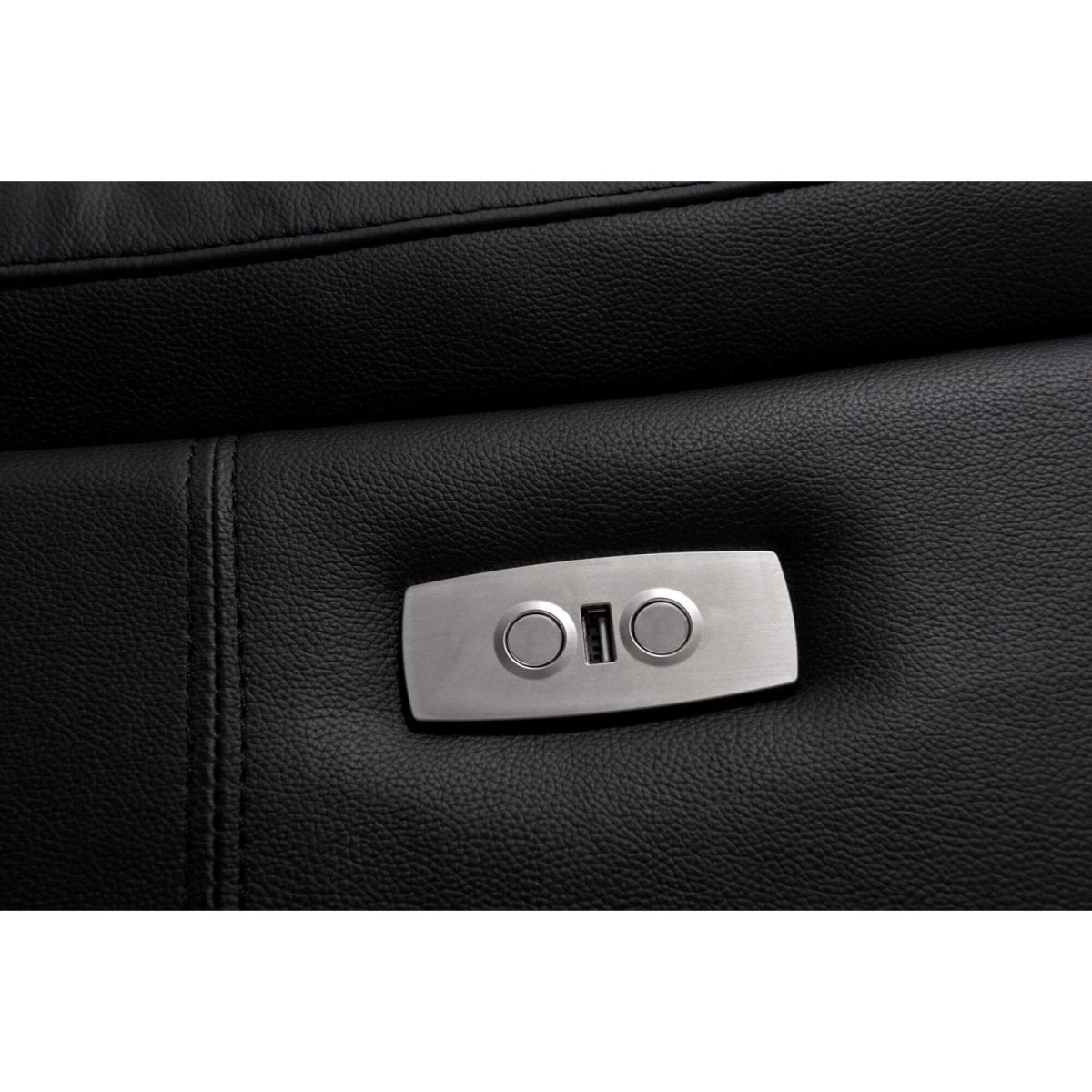 Couchgarnitur 3+2 - mit Elektrische Relaxfunktion, USB - Lederbezug Schwarz
