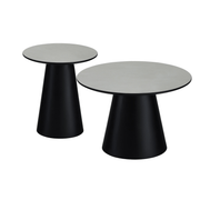 Couchtisch 2er Set ø45/60 cm - Marmoroptik Hellgrau