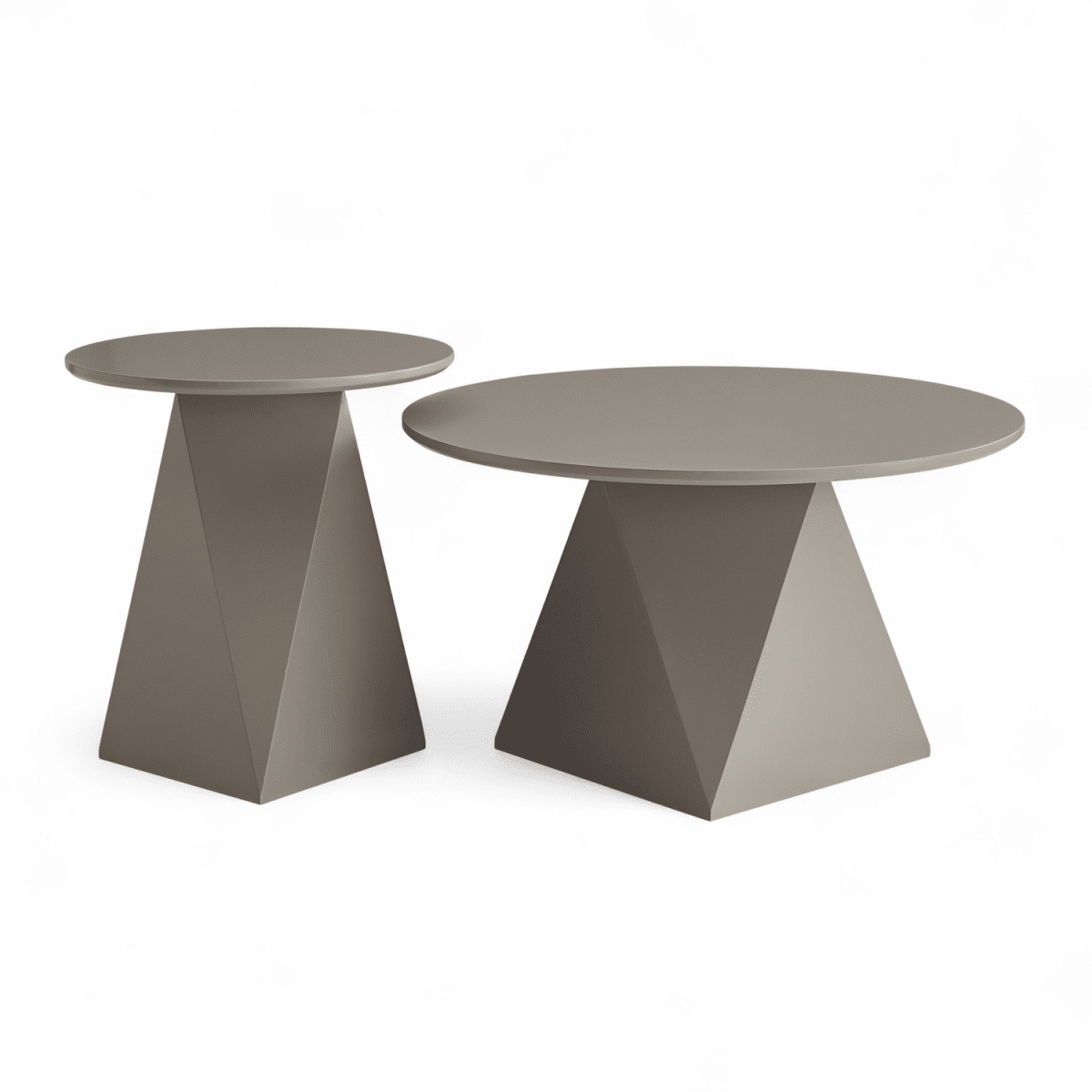 Couchtisch 2er Set ø50/80 cm - Taupe
